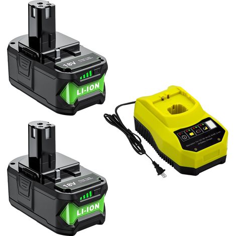 Remplacement de batterie, capacité 8000mAh, lithium-ion, compatible avec Ryobi, 2X8.0 avec chargeur (1/2)