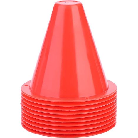 10 cônes d'entraînement de football en plastique, accessoires de marquage pour terrains (Rouge) (1/5)