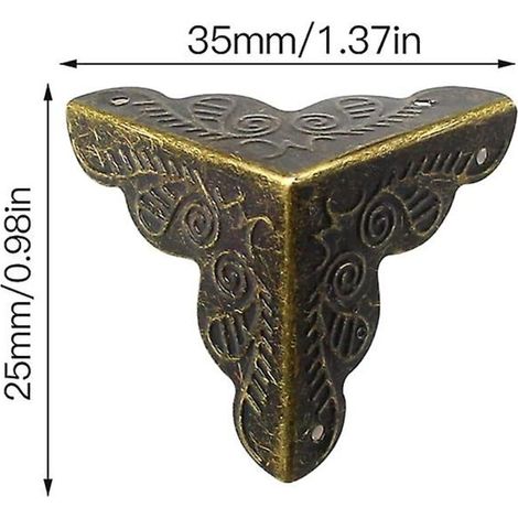 24 pièces de protection d'angle de meuble antique de 25 mm, protection d'angle vintage en métal pour meubles, boîte à bijoux, armoire (1/3)