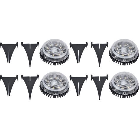 Set mit 4 Solar-Bodeneinbauleuchten, Gartenstrahlern, wasserdichten 8-LED-Gartenleuchten für Treppen (mit integriertem Akku, weißes Licht) (1/5)