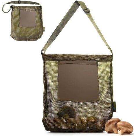 QORVA-Panier à Champignons la cueillette des Champignons Devient Facile grâce au Sac à Champignons Robuste et Respirant - bandoulière réglable et Poche supplémentaire pour Les Accessoires