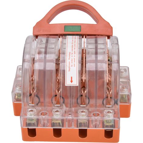 Interrupteur de sécurité à couteau AC380V 100A 4 pôles à double direction, boîtier transparent, indicateurs LED, interrupteur de déconnexion (1/5)