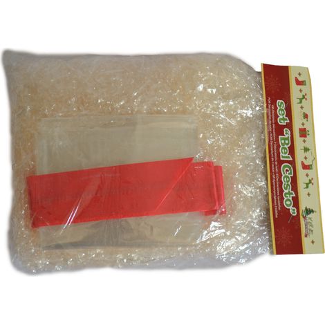 Set per cestino natalizio fiocco, paglia e foglio trasparente (1/2)