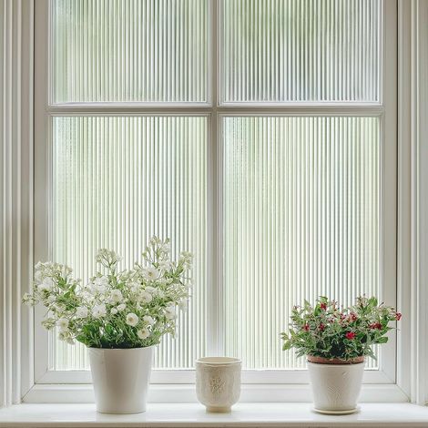 Sichtschutzfolie mit Schilfmuster, 45 x 200 cm, dekorative Fensterfolie, abnehmbarer Sichtschutz, UV-beständig, elektrostatische Fensterfolie für Zuhause und Büro, Weiß