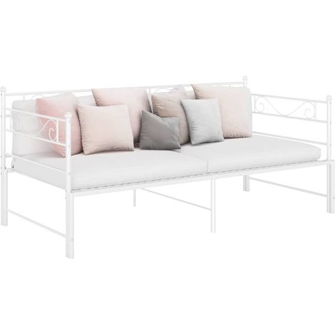 Cadre de canapé-lit extensible en métal blanc 90 x 200 cm sans matelas - PANGIVO (1/5)