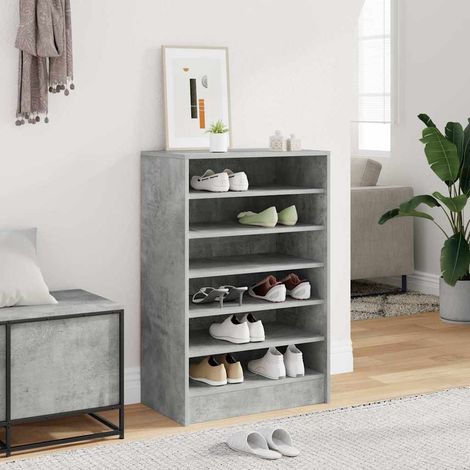 Meuble à Chaussures Étagère à Chaussures - Gris béton 60x35x92 cm Aggloméré BV910899 - BonneVie (1/5)