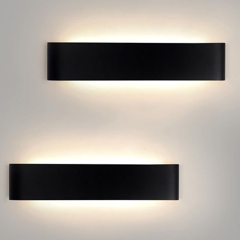 Mille Lucciole Dimmable Indoor Wall Light 18W 3000K/4000K/6500K LED Aluminium Wall Lamp 2 Pack 28 cm Modern IP44 for Children's Bedroom, Office, Living Room, Stairs, Corridor, Black [Energy Class E] (1/3)