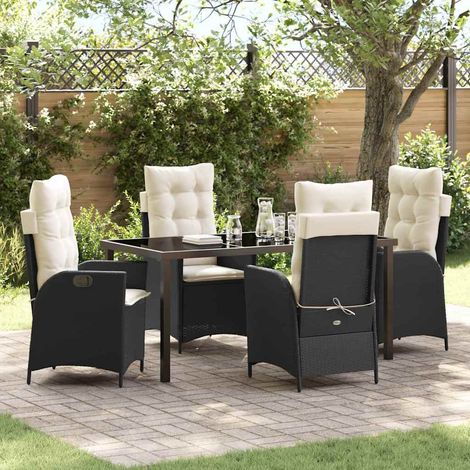 Conjunto de Comedor de Jardín 5 pcs Negro ratán sintético vidaXL (1/5)