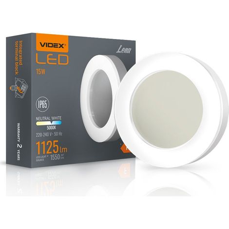 Außenfassadenwandleuchte, weiß, rund, LED, 15W, IP65, LENA Videx (1/5)