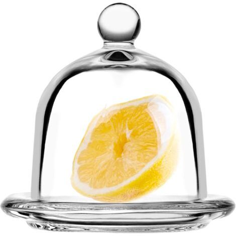BUNTHAUS Boîte à Citrons avec Couvercle et Assiette en Verre pour une Conservation Fraîche des Fruits et Légumes, Idéale pour Tomates, Échalotes et Oignons (1/5)