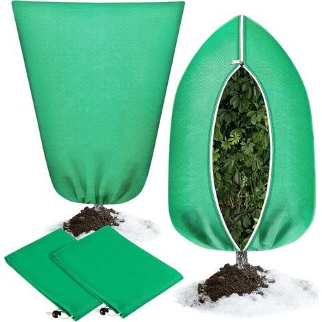 Housse de protection hivernale pour plantes, 2 pièces, tissu non tissé 70 g/m², 80 x 120 cm, antigel et coupe-vent, avec fermeture éclair et cordon de serrage, pour plantes en pot, palmiers et olivier