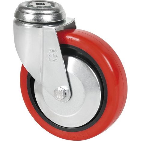 rueda giratora agujero m12 20bha100cp-ppia poliamix-poliur.rojo eje liso (1/2)