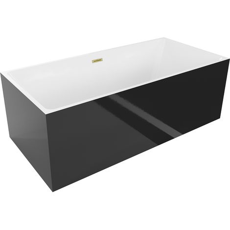 Mexen Nita freistehende Badewanne 170 x 80 cm, weiß/schwarz, gebürsteter Goldüberlauf - 52091708075-55 (1/5)