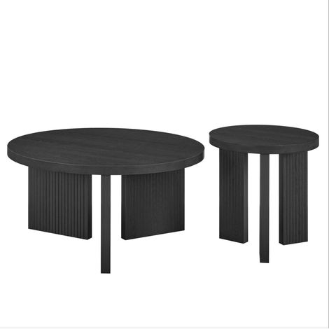 Set di 2 tavolini da salotto rotondi in MDF nero HOMVRA (1/5)