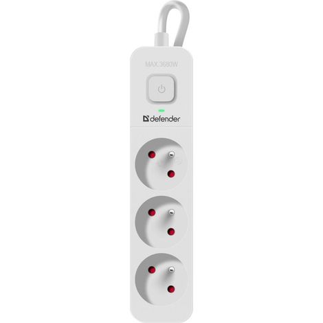 Multiprise Defender SFS 131, 1,5 m, 3 prises, blanche (1/5)