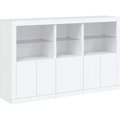 Buffet de Salon avec Éclairage LED Intégré, Meuble Rangement Moderne 162x37x100 cm, Crédence Blanche pour Salle à Manger et Cuisine (1/5)