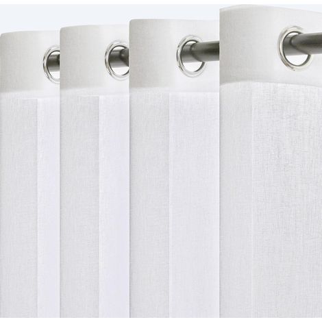 Rideau Voilage Blanc 140x240cm Rideaux à Oeillet Semi-Transparent Décorations de Salon Moderne Chambre Cuisine Balcon Baie Vitrée Léger Romantique d'intérieur (1/5)