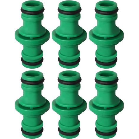 SHINING HOUSE Paquete de 6 conectores de manguera dobles, conector de manguera macho doble, conector de manguera de plástico para mangueras de jardín (verde) (1/5)