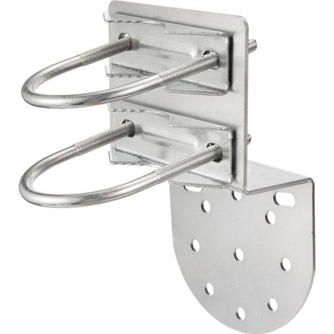 Basetbl – Support mural pour mât d'antenne 25-50mm – Acier nickelé antirouille – Fixation stable pour antennes TV et parabole – Kit de montage inclus (1/5)