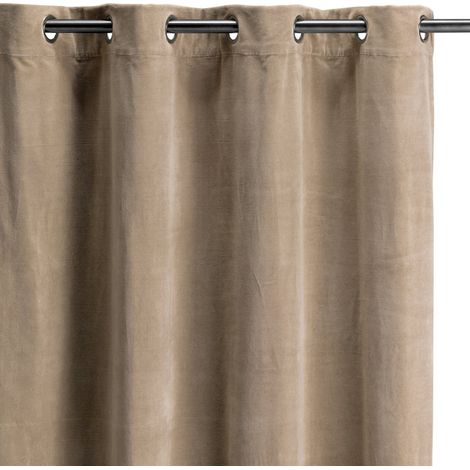 Rideau de Fenêtre Uni en Velours 100% Coton Épais Coloris Ficelle 140 x 280 cm - PANGIVO (1/4)
