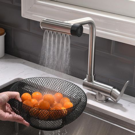 Mitigeur Cuisine Rabattable, Robinet Cuisine Rabattable Avec 4 Jets Modes,robinet Cuisine Pliable Pour Fenêtre,Mitigeur Evier Cuisine En Acier Inoxydable 304 Brossé (1/5)
