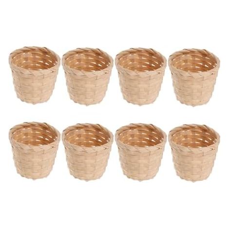 8 Stücke Mini-Körbe für Süßigkeiten und Sukkulenten Blumentopf Kaktus Topf Pflanzkorb Obstkorb Dekorationen Rattan Korb Geflochtener Blumenkorb (Klein)