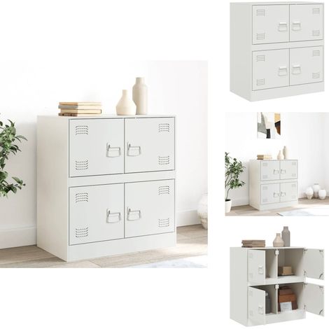 Buffet blanc 67x39x73 cm acier - Buffet Blanc - Meuble Rangement - Armoire Cuisine - Commode - Étagère Ouverte (1/5)