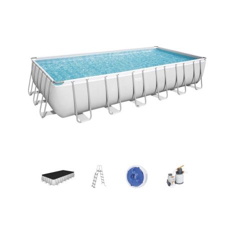 Salone – Piscine hors sol rectangulaire 732x366x132 cm – Pompe à filtre à sable incluse – Échelle d'accès – Pour baignade familiale