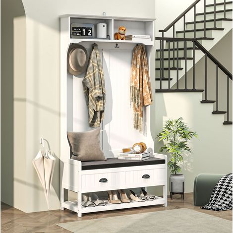 Mobile ingresso con panca e scarpiera MDF 89x42x172 OKMYHOME (1/5)