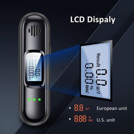 Éthylotest Électronique Rechargeable - Testeur Alcool Portable Réutilisable - Affichage LED 3 Couleurs - 1 Pièce (1/5)