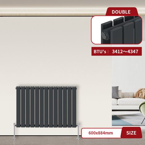 Warmehaus Flat Radiator Anthracite Horizontal 600 x 884mm Double (1/5)