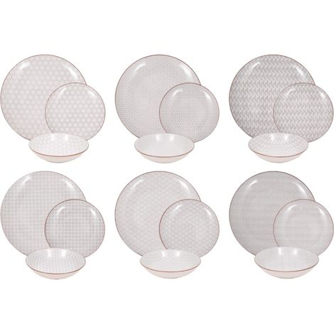 Servizio di piatti per 6 persone 18 pezzi da Tavola ciotola in Cucina sakura new in porcellana lavabile in lavastoviglie (1/2)