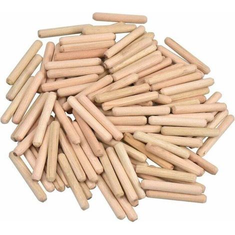 Lot de 100 Rainurées en Bois Chevilles en Bois Effilée Chevilles Sergé Extrémité Goujons en Bouleau Cheville de Meuble Pour Amateurs et Bricolage Menuiserie 6mm x 40mm (1/4)