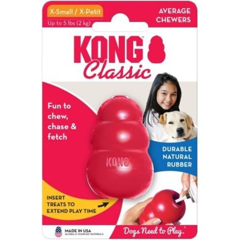 Jouet à mâcher en caoutchouc naturel rouge pour chien – Taille XS pour chiens jusqu'à 2 kg – Remplissable avec friandises – Rebonds imprévisibles – Kong (1/5)