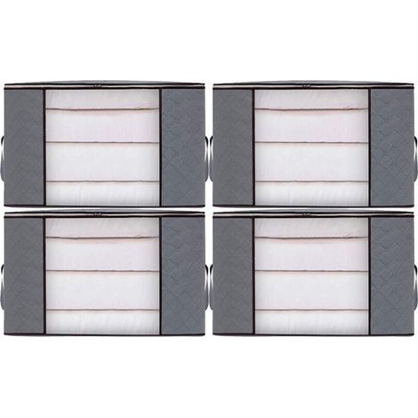 4pcs Sacs de Rangement Vêtement Grand Boite Rangement Cartons Déménagement pliable Housse Couette pour Couverture Jouet Vêtement (1/5)
