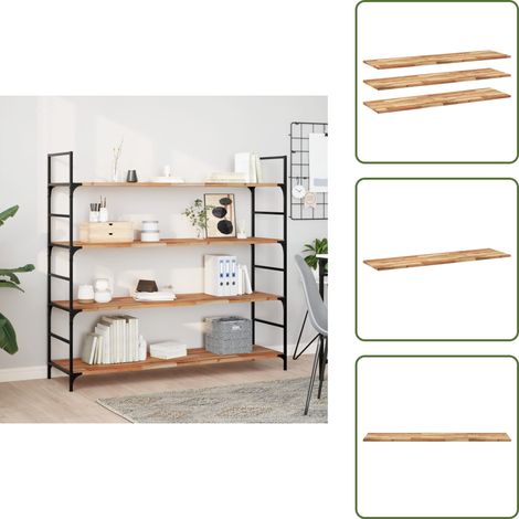 The Living Store Schweberegale 3 Stk. 160x40x2 cm Massivholz Akazie Ölbehandelt - Wandregal (1/5)