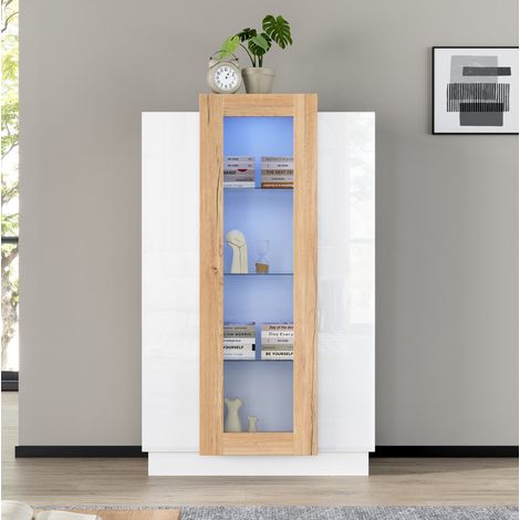 Wohnzimmerschrank mit LED 74x40x120 cm 3 Türen OKMYHOME (1/5)