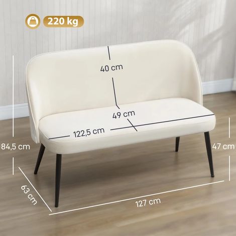 Canapé 2 places,canapé moderne rembourré avec cadre en métal et bois,housse en tissu velouté,beige
