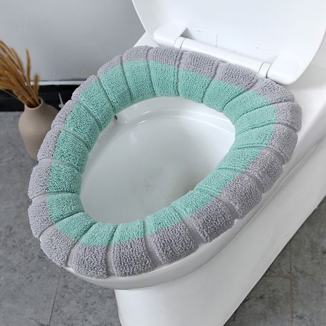 Set mit 4 universellen WC-Sitzbezügen, dick und weich, mit Griff und waschbar, ideal für den Winter. (1/4)