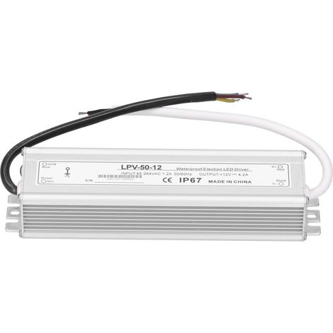 Transformateur étanche 50W DC 12V pour bande LED extérieure
