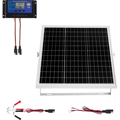 Mophorn 12V Monokristallines Solarpanel-Kit 25 W, Batterieladegerät mit MPPT-Controller & einstellbarer Halterung, IP67 wasserdicht für Auto, Boot, Wohnmobil und Motorradanhänger (1/5)