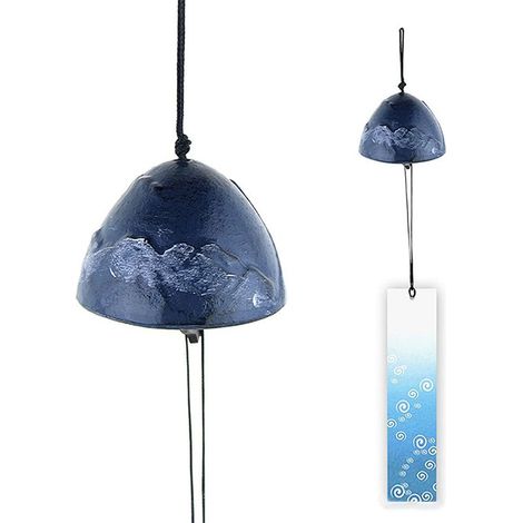 Carillon éolien vintage en métal pour l'intérieur, l'extérieur et le jardin - Porte-bonheur et bénédiction - Linge de maison (Bleu Mont Fuji) (1/5)