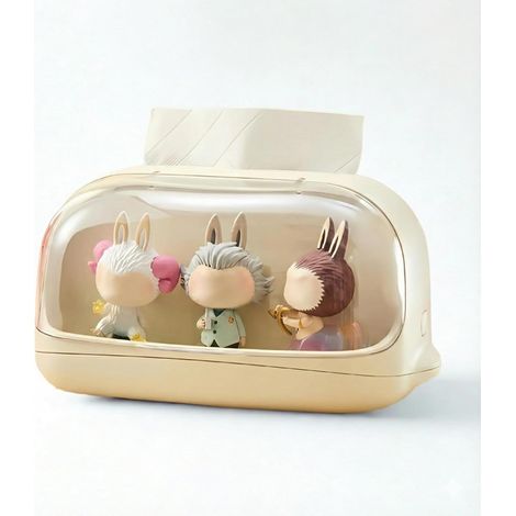 Acryl-Taschentuchbox mit Sichtfenster, ideal zur Präsentation kleiner Figuren, staubdicht und transparent, dient auch als Aufbewahrungsbox für Taschentücher, POPMART-Sammlerstück, Büro- und Schlafzimm