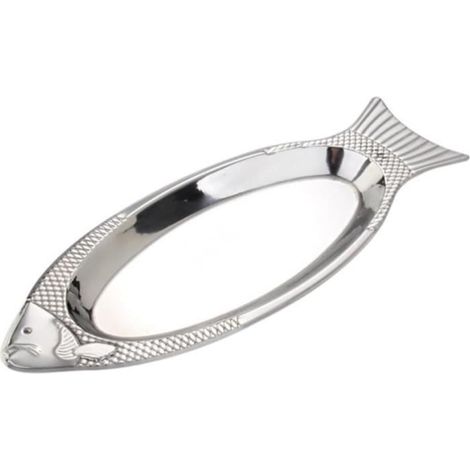 1 pièce assiette à poisson en acier inoxydable, plateau de service rectangulaire avec rainures, ustensile culinaire résistant pour cuisson vapeur et présentation