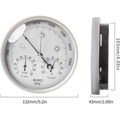 Analoge Wetterstation für den Innen- und Außenbereich mit elegantem Edelstahlrahmen – bestehend aus Barometer, Hygrometer und Thermometer (Macaron) (1/5)