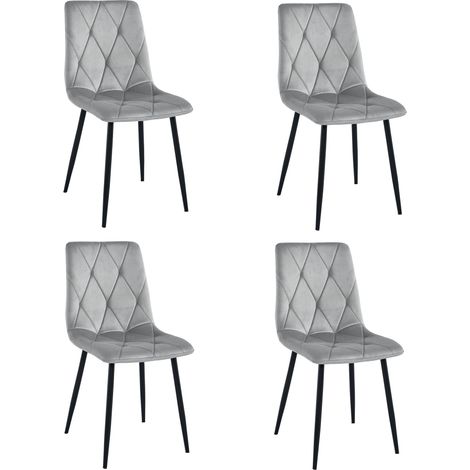 Fauteuil Libra - velours gris argenté / pieds noirs x 4 (1/5)