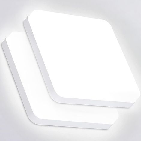 Set of 2 LED Ceiling Lights 36W IP44 White 6500K Square for Bathroom Kitchen Garage (1/5)