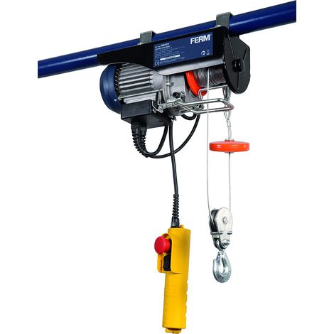 Ferm – Palan à levier électrique 500W LHM1011 – Charge maximale 250 kg – Hauteur de levage 12 m – Câble acier non rotatif – Télécommande avec arrêt d'urgence (1/6)