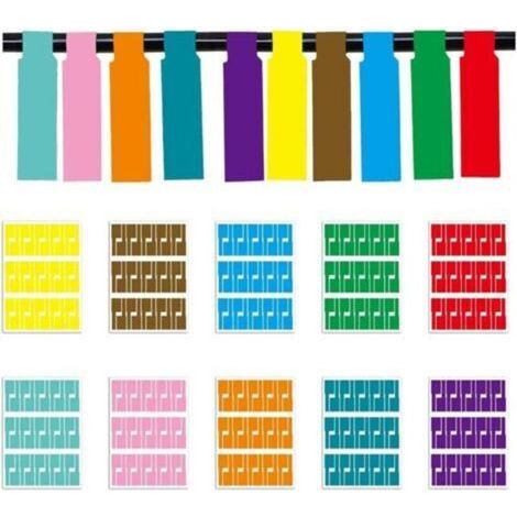 Self-adhesive cable labels, 300 pieces – 10 colors – Waterproof for identification – Size 84mm x 26mm – A4 sheets (1/5)