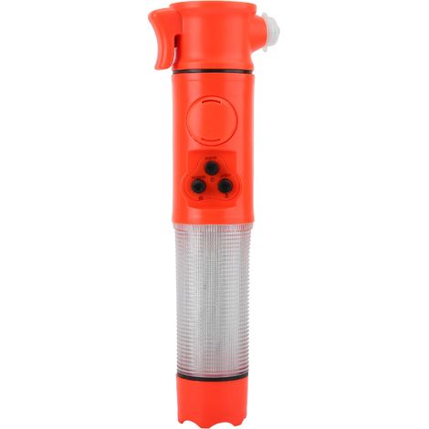 Marteau de sécurité multifonction 6 en 1 avec alarme lumineuse LED clignotante et brise-vitre pour voiture. (1/5)